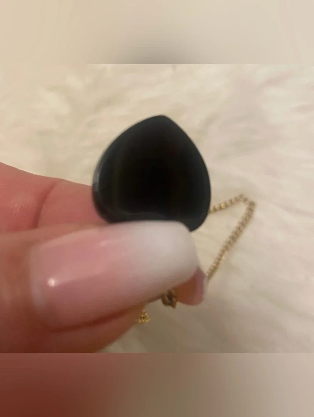 CHANEL Black Heart Pendant Necklace